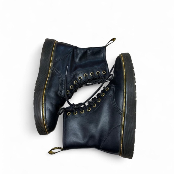 Dr Martens Docs Zavala Combat Boots Womens 7 Black Leather Lace Up 8-Eye Grunge - Picture 4 of 9